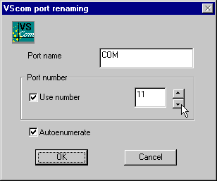 Advanced settings of VScom card, Port naming