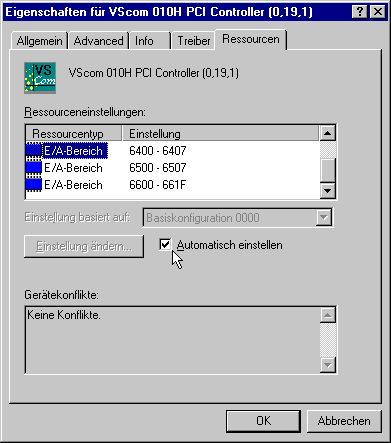 Changing Ressources of the parallel port