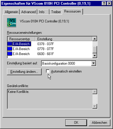 Parallel port address changed